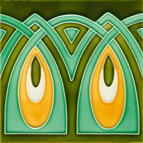 Art Nouveau Vintage Ceramic Tile Azulejo German Trivet Majolica Reproduction