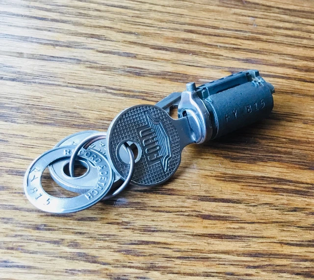 1930s Ford LOCK CYLINDER w/KEYS vtg NOS exterior handle