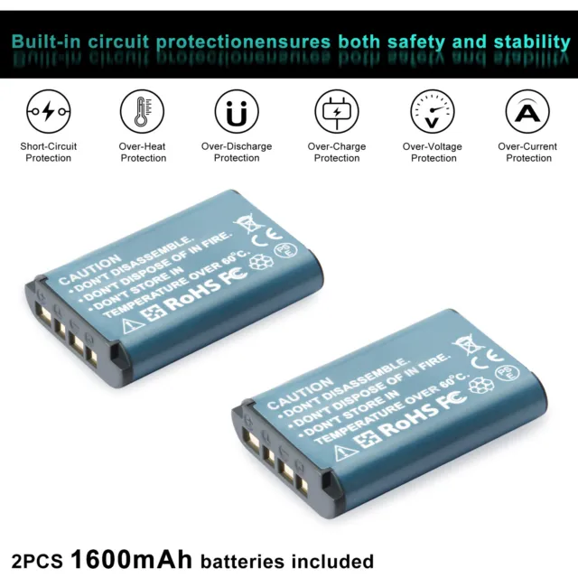 2x NP-BX1 Batteria per Sony Cyber-shot DSC-RX100 HX60 HX80 HDR-AS20 + Doppio Caricabatterie 2
