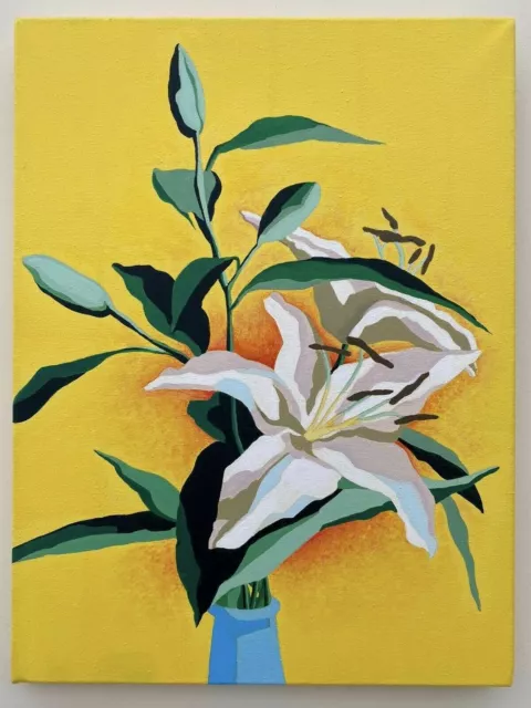Lilies Original Hand Painted Unique Acrylic Canvas Lily Flowers Bouquet Painting