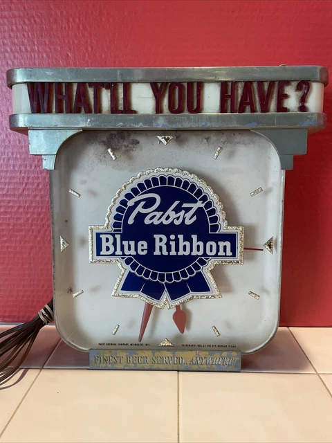 Vintage Pabst Blue Ribbon Lighted Clock Sign - Brewing Heritage Collectible!