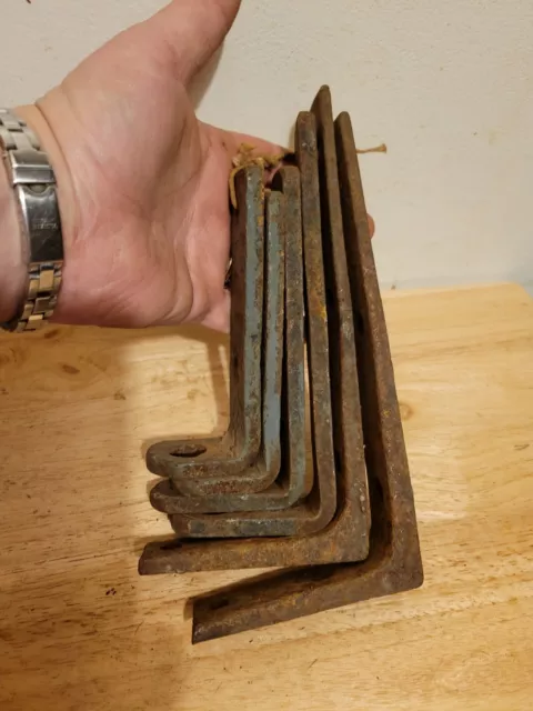 Vintage Lot Of Six  Vintage Very Heavy Duty Cast Iron Shelf Brackets
