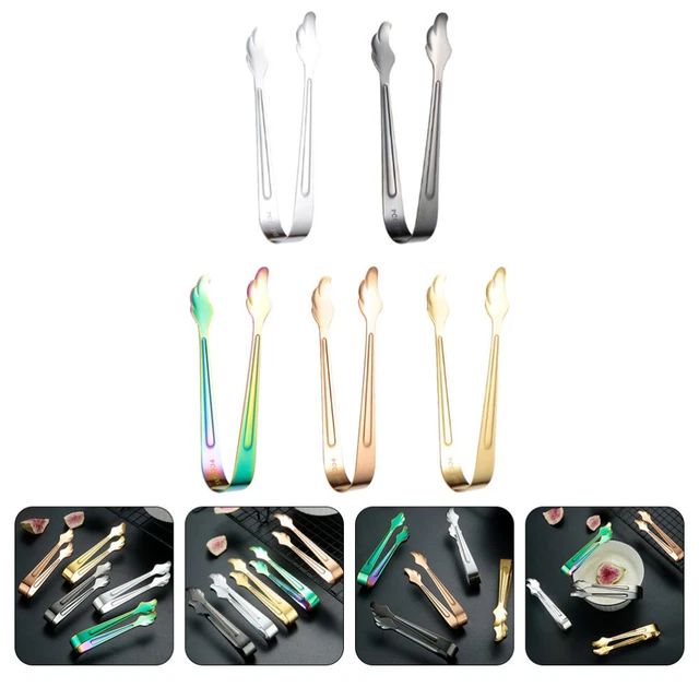 5 Pcs Pince À Pain Pince À Glaçons En Acier Inoxydable Mini-barbecue Café