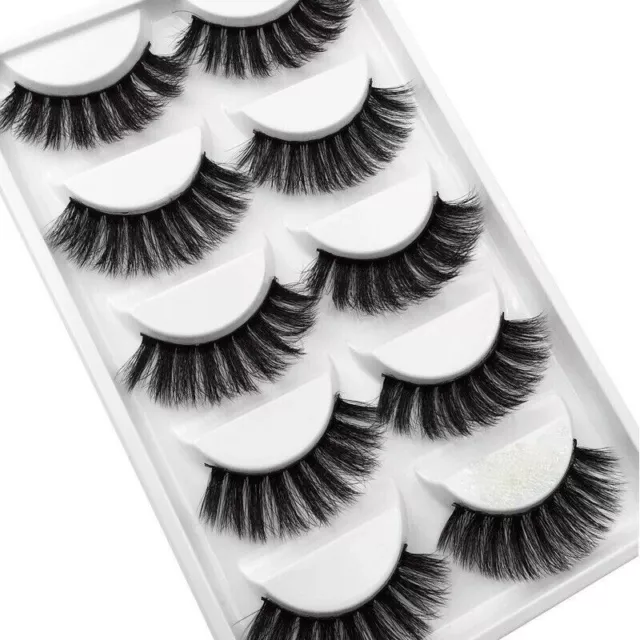 5Pair 3D Mink False Eyelashes Wispy Cross Long Thick Soft Fake Eye Lashes UK