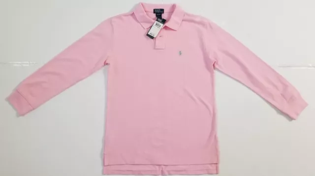 Nwt Ralph Lauren Boys Pony Mesh Polo Long Sleeve Pink #3A