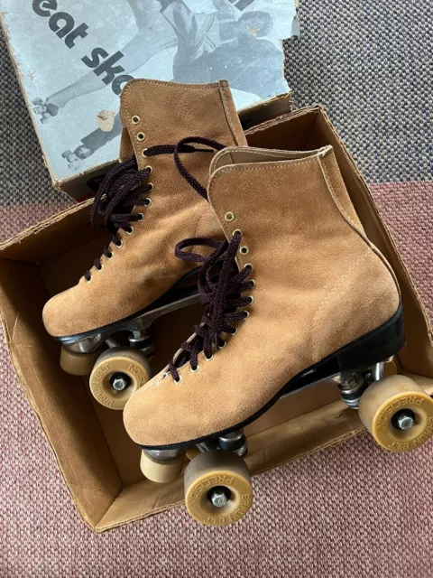 Roller Skates Vintage Suede Braun Bilt MENS Size 9 Worn Once