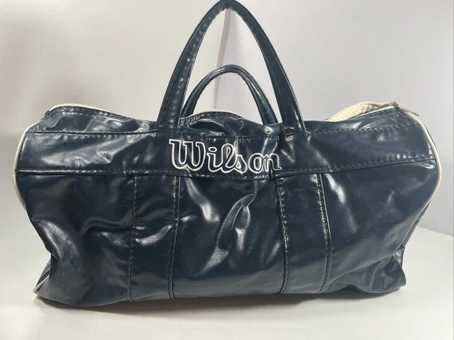 Vtg Wilson Blue Faux Leather Sports Duffle Carry On Gym Travel Bag 18” Vtg Wilson Blue Faux Leather Sports Duffle Carry On Gym Travel Bag 18”