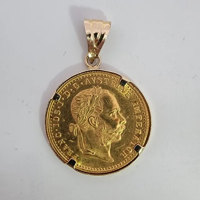 1915 Austrian Gold 1 Ducat 22K Restrike Gold Coin Pendant