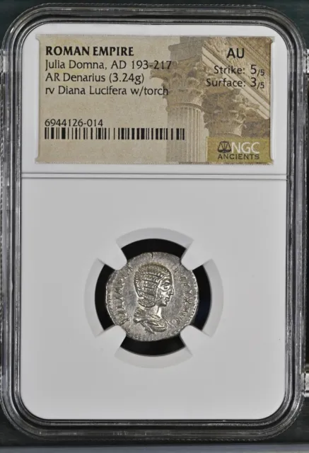 Roman Empire - Julia Domna - AD 193-217 - Silver Denarius - NGC AU - RIC:373