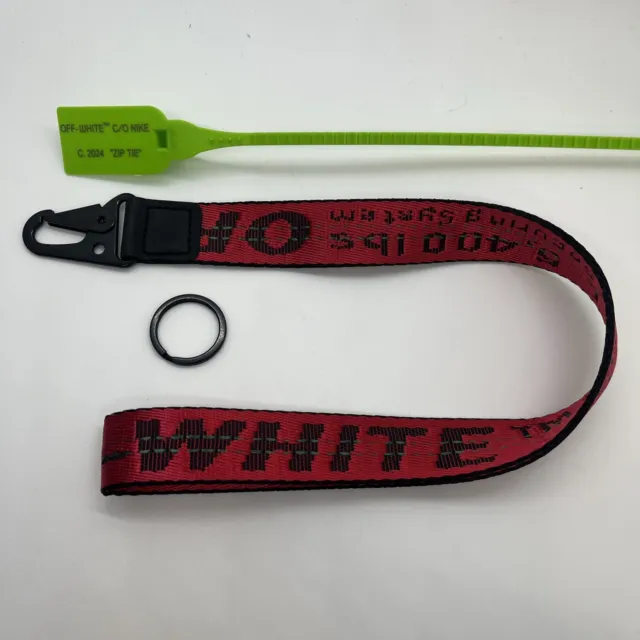 Custom Off White Industrial Key Chain/lanyard With Zip Tie Red And Black New