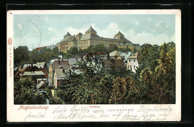 AK Augustusburg i. Erzgeb., Blick zum Schloß 1908