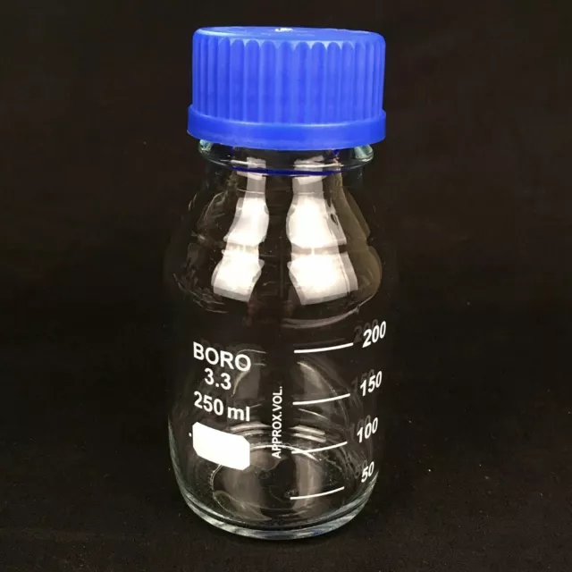 250ml Clear Graduated Borosilicate Glass Reagent Bottle GL45 Screwcap Laboratory