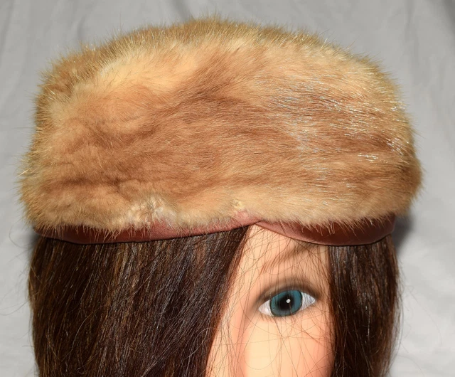 Vtg 60's Designed by Lora Stone Marten Fur with Copper Satin Border Hat Sz S/M Vtg 60's Designed by Lora Stone Marten Fur with Copper Satin Border Hat Sz S/M