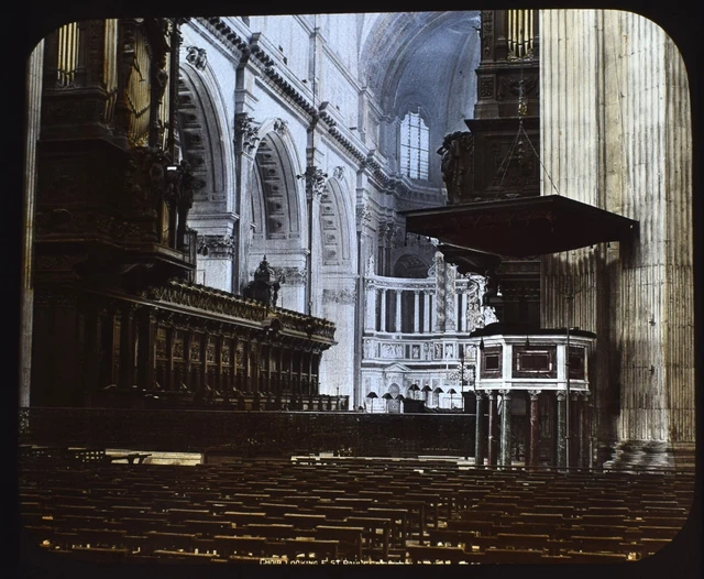 LONDON ST PAULS KATHEDRAL CHOR C1890 VIKTORIANISCHES FOTOGRAFIE Magic Latern Dias