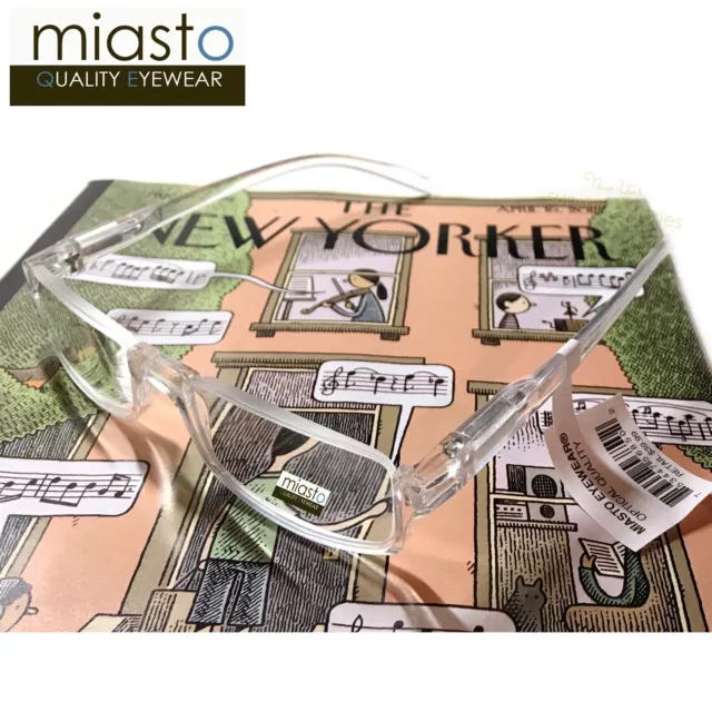 Miasto Top Rimless Rectangle Half Reader Reading Glasses+1.50 Large Clear Frames