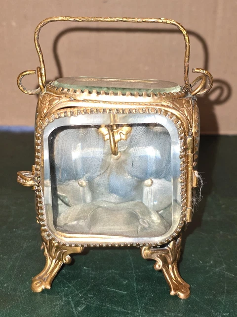 ANCIEN GRAND COFFRET Boite A Bijou Verre Biseaute Laiton Napoleon Iii Collection EUR 100,00 - FR