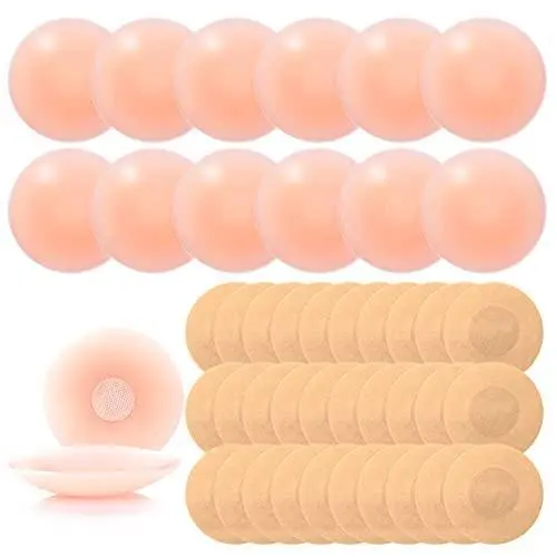 21 Pairs Nipple Covers,6 Pcs Reusable Natural Silicone Pasties and 15pcs Nipple