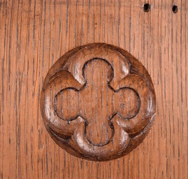 *Pair of Gothic Carved Architectural Panels/Trim in Solid Oak Wood Salvage 6
