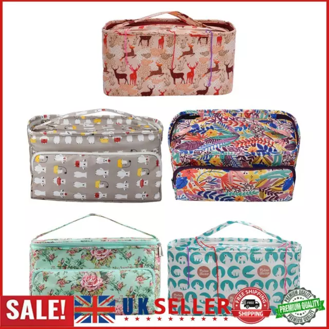 Printing Wool Crochet Hook Storage Tote Bag Knitting Yarn Holder Organizer Case