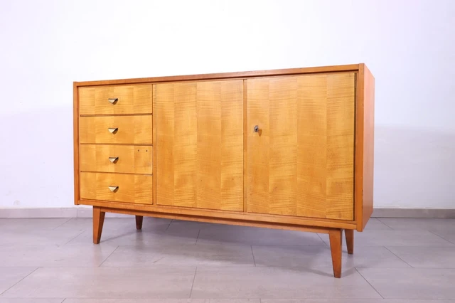 Schlichtes Mid Century Sideboard Vintage Kommode Schrank 60S 70S Holz Ddr Möbel