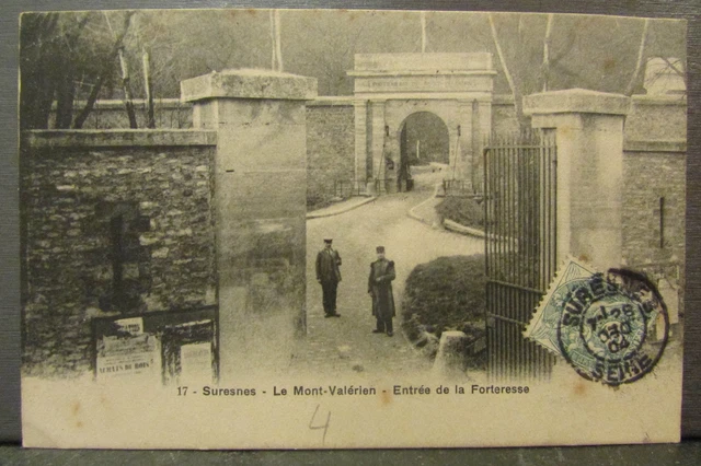 cpa suresnes le mont valerien entrance de la fortress animee