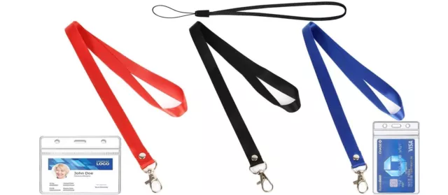 Plain Nylon Lanyard Wrist or Head Neck Strap Lock Clip Badge Card Key Holder