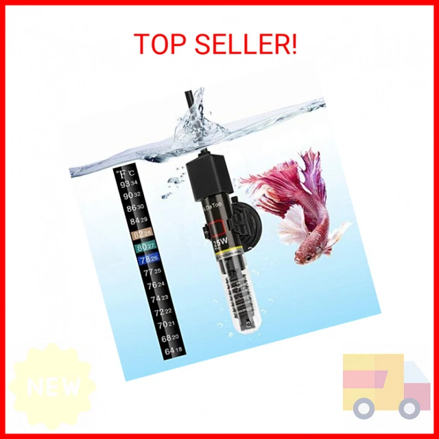 DaToo Mini Aquarium Heater 25W Small Fish Tank Heater 25 Watt with Free Thermome