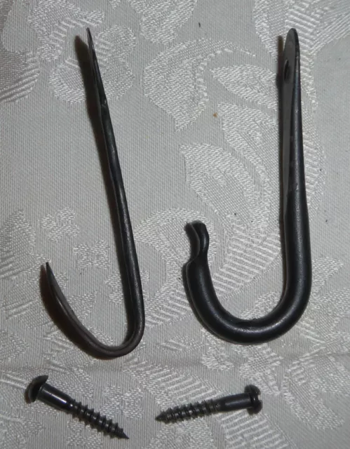 Lot of 2 Hand Forged Coat Hooks with Different Ends