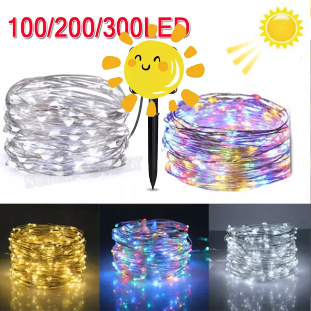 LED Solar String Lights Waterproof Copper Wire Fairy Christmas Garden Outdoor UK