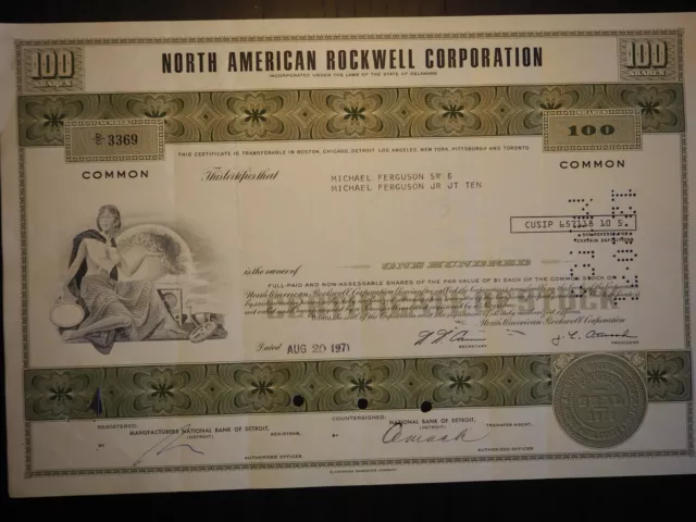 North American Rockwell  Corp.  alte Historische Aktie USA  1971