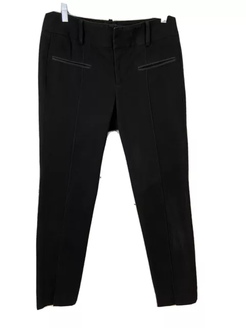 Helmut Lang Womens High Rise Crop Slim Leg Pants Black Cotton Size 6