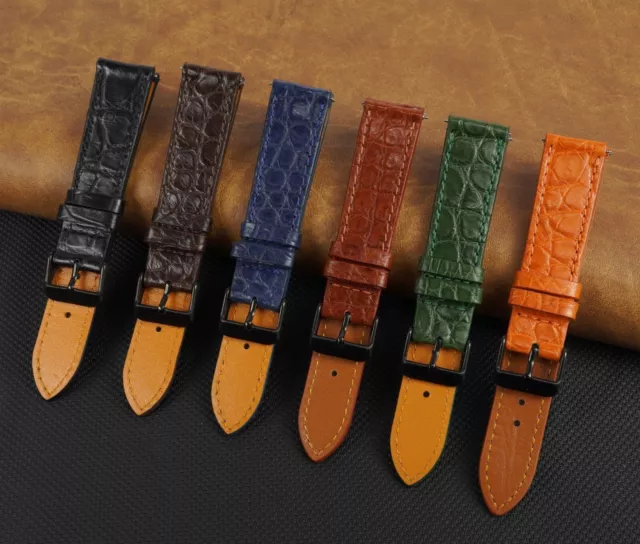 Alligator Leather Watch Strap Real Crocodile Watch Band for Men Quick Release