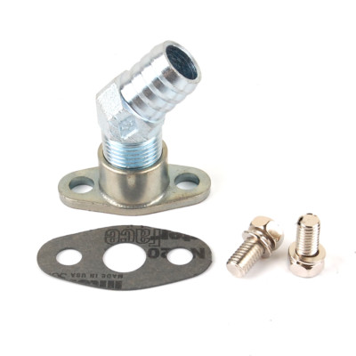 Steel Turbo Oil Return Flange For Garrett GT28 GT30 Ball Bearing 45DEG 3/4" Barb