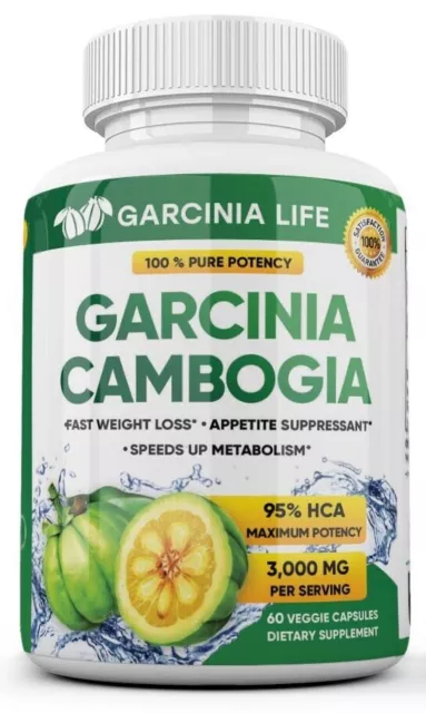 Natural Pure GARCINIA CAMBOGIA 95% HCA Diet Weight Loss Fat Burner Organic Vegan