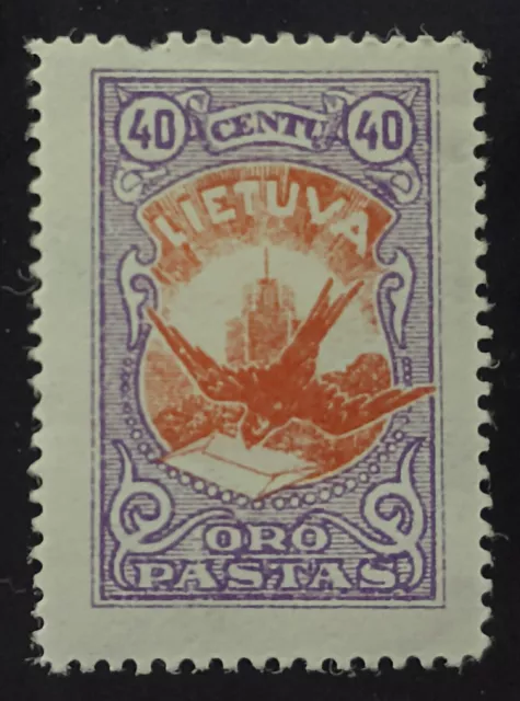 Lithuania 1926 Stamp 40c Dove with letter Scott# C38 MLH Lot 193