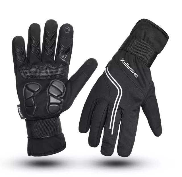 GearX Invierno Gel Almohadilla Bicicleta Ciclismo Guantes Impermeable Viento Ski