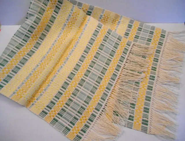 Artisan Hand Woven Linen Swedish Scandinavian Table Runner Scarf 14.5 x 35"