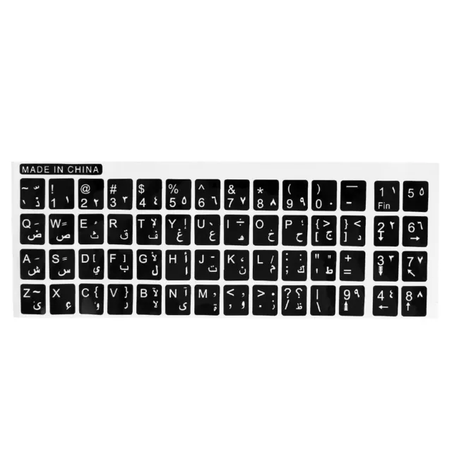 White Letters Azerty Arabic Keyboard Sticker Decal Black for Notebook PC