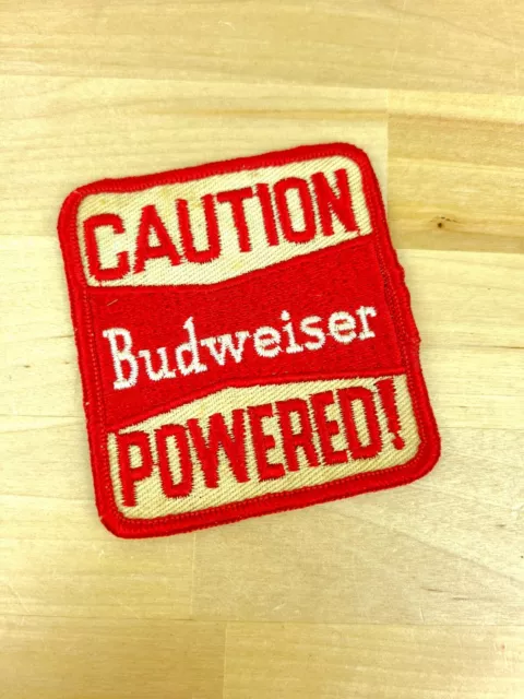 VTG 1970's Caution Budweiser Powered Beer Distributor Cloth Patch Rare