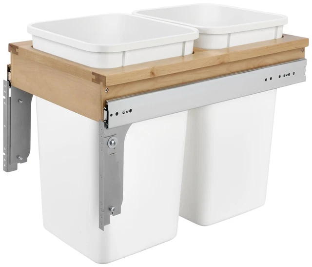 Rev-A-Shelf 4WCTM-15DM2-343-FL 4WCTM Top Mount Double Bin Trash - White