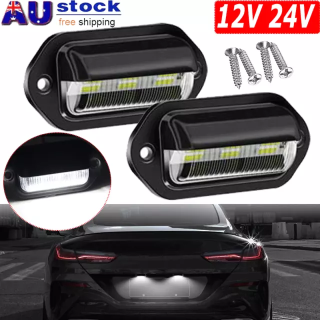 2X LED License Number Plate Light White Lamps for Truck SUV Trailer Lorry 12/24V