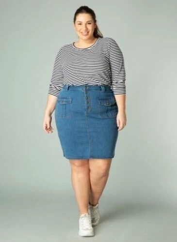 Jupe Jeans Droite Kiabi Bleu Indigo Taille 48 - Occasion Très Bon état