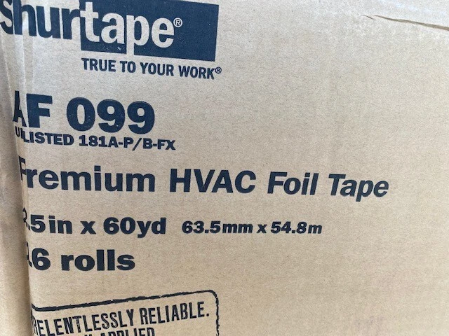 (Case of 16 Rolls) Shurtape 181A-P/B-FX HVAC Foil Tape 2.5" x 60 YDS - AF 099