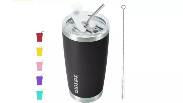 Black Insulated Tumbler With Lid And Straw 20 oz Stainless Steel Coffee Cup