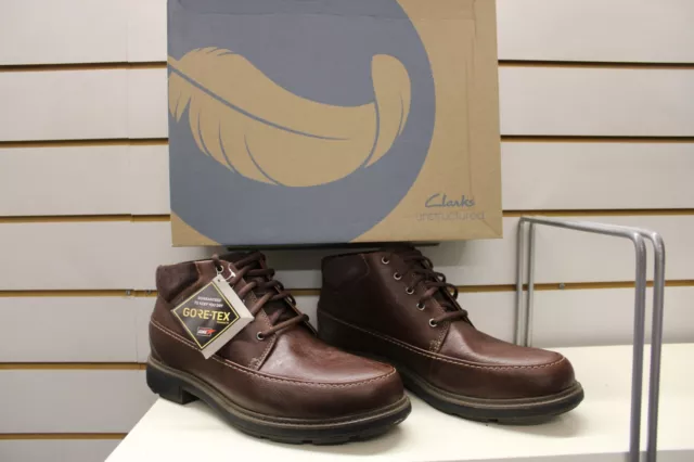 CLARKS UN TREAD On GTX Waterproof Dark Brown Leather Boots UK 12 EU 47 ...