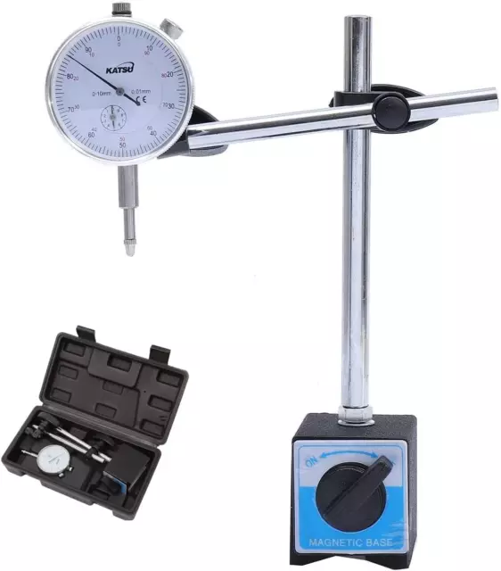 Dial Test Indicator DTI Gauge 0-10Mm with Magnetic Base in Storage Case
