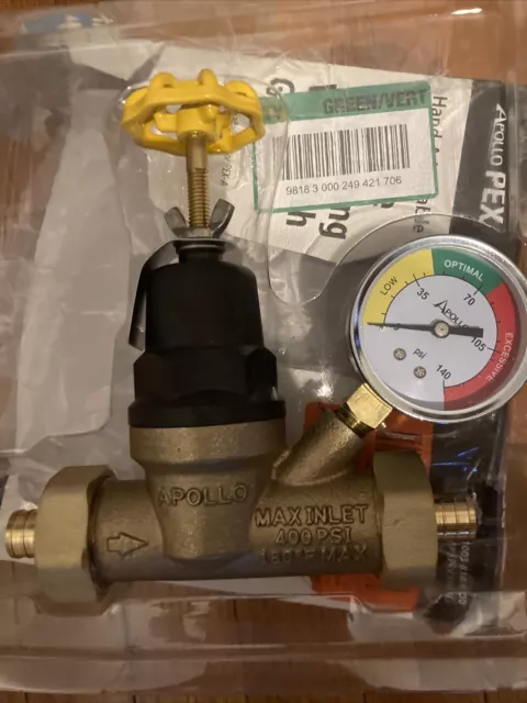 Apollo PEX 3/4”Hand Adjustable Pressure Regulating Valve w/Gauge 1003 818 600