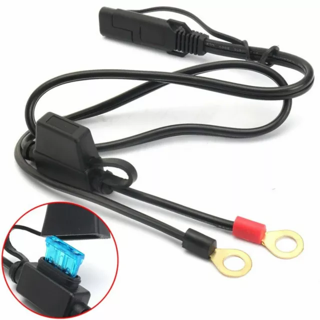 12V Motorcycle Battery Charger Terminal Ring Connector Cable Harness SAE Adapter