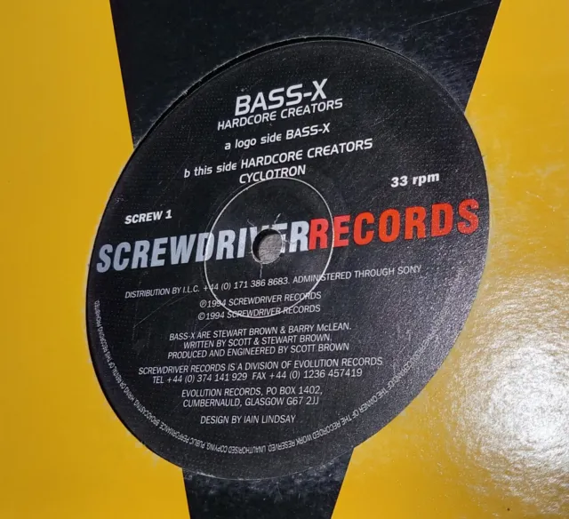 Bass X - Hardcore Creators - Screw1 - Hardcore - Gabber - 12" Vinyl - 94'👌