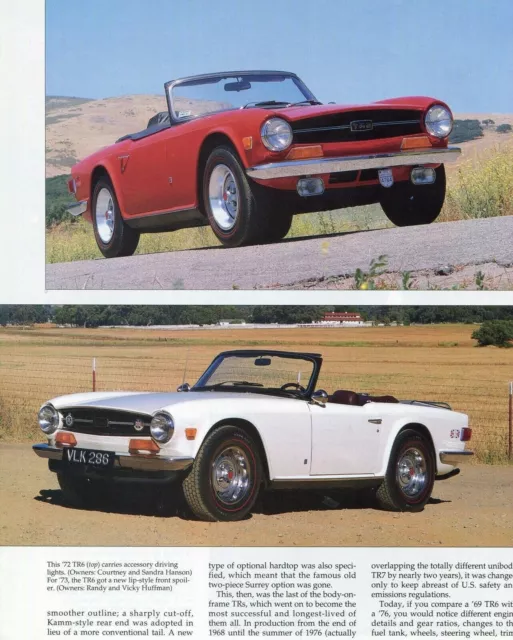 1962 - 1967 1969 1970 1971-1976 Triumph Tr4 Tr4A Tr250 Tr6 11 Pg Color Article